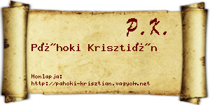 Páhoki Krisztián névjegykártya